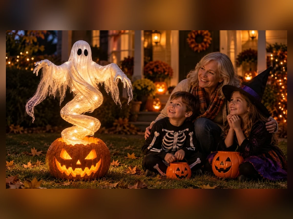 Shirem GhostGlow™ Illuminated Floating Ghost & Jack-o'-Lantern Pumpkin Centerpiece Lamp Everyday Experience